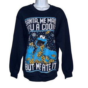 Rare Sesame Street Sweatshirt Womens M Santa Me Made You A Cookie But Me Ate It
